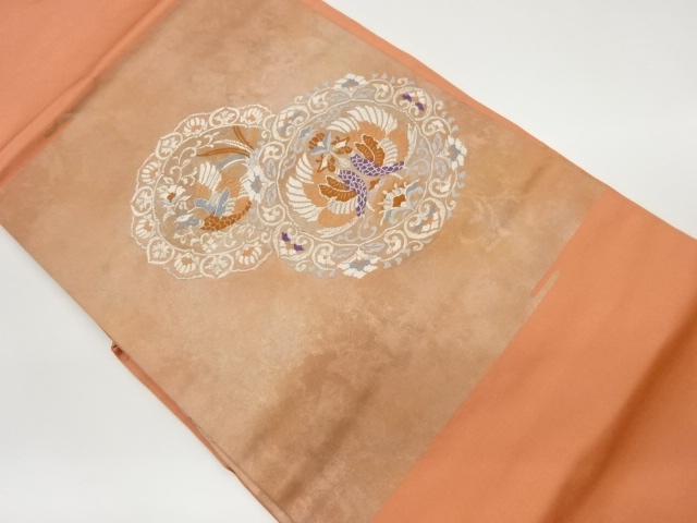 JAPANESE KIMONO / VINTAGE NAGOYA OBI / WOVEN PHOENIX & FLOWER ARABESQUE